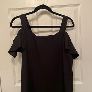 Black cold shoulder style dress for wedding guest